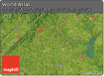 Satellite Map of the Area around 34° 28' 56" N, 83° 13' 29" W