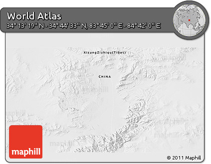 Physical 3D Map of the Area around 34° 28' 56" N, 84° 13' 29" E