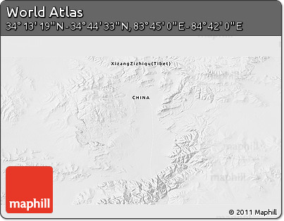Physical 3D Map of the Area around 34° 28' 56" N, 84° 13' 29" E