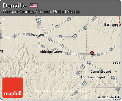 Shaded Relief Map of Danville