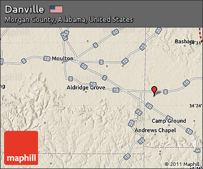 Shaded Relief Map of Danville