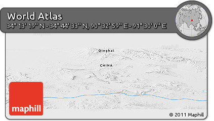 Physical Panoramic Map of the Area around 34° 28' 56" N, 91° 1' 30" E