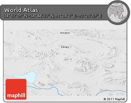 Physical 3D Map of the Area around 34° 28' 56" N, 91° 52' 30" E
