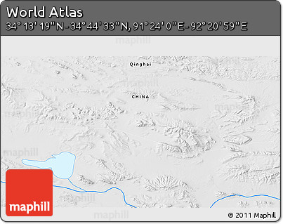 Physical 3D Map of the Area around 34° 28' 56" N, 91° 52' 30" E