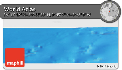 Physical Panoramic Map of the Area around 34° 28' 56" N, 9° 16' 30" W