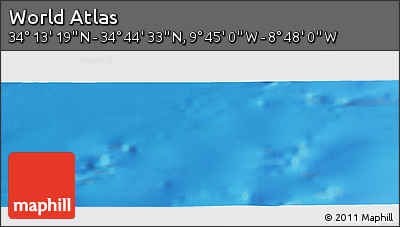 Physical Panoramic Map of the Area around 34° 28' 56" N, 9° 16' 30" W