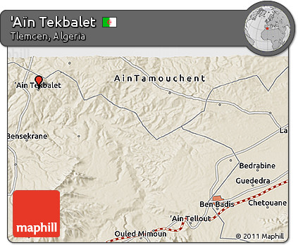 Shaded Relief 3D Map of 'Aïn Tekbalet