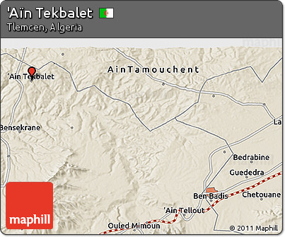 Shaded Relief 3D Map of 'Aïn Tekbalet