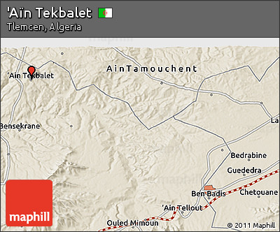 Shaded Relief 3D Map of 'Aïn Tekbalet