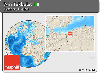 Shaded Relief Location Map of 'Aïn Tekbalet