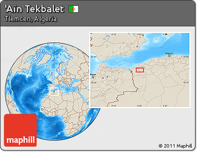 Shaded Relief Location Map of 'Aïn Tekbalet