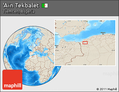 Shaded Relief Location Map of 'Aïn Tekbalet