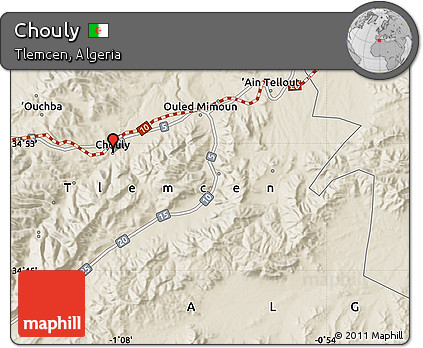 Shaded Relief Map of Chouly