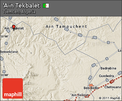 Shaded Relief Map of 'Aïn Tekbalet