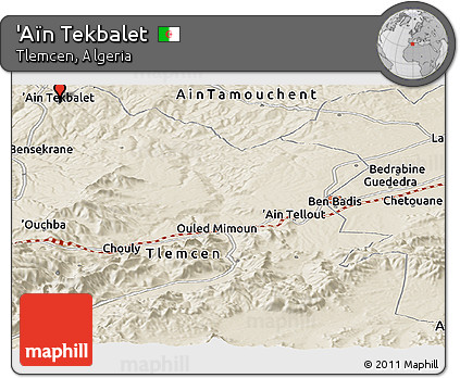 Shaded Relief Panoramic Map of 'Aïn Tekbalet