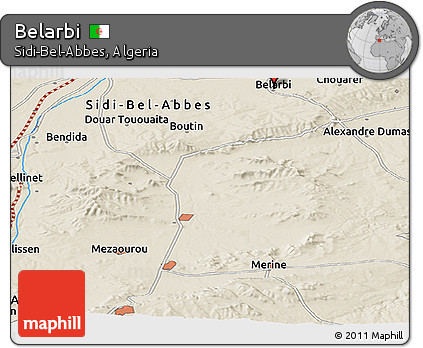 Shaded Relief Panoramic Map of Belarbi