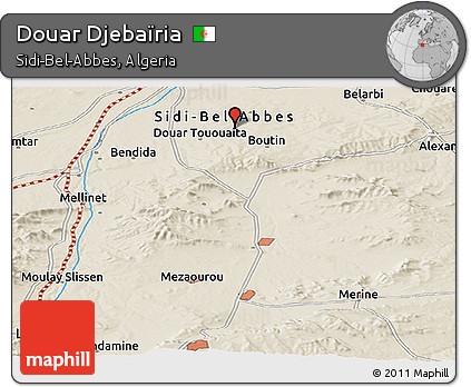 Shaded Relief Panoramic Map of Douar Djebaïria