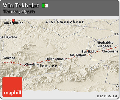 Shaded Relief Panoramic Map of 'Aïn Tekbalet