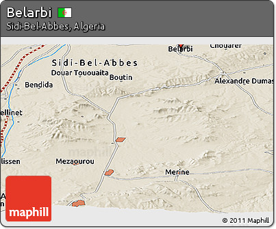 Shaded Relief Panoramic Map of Belarbi
