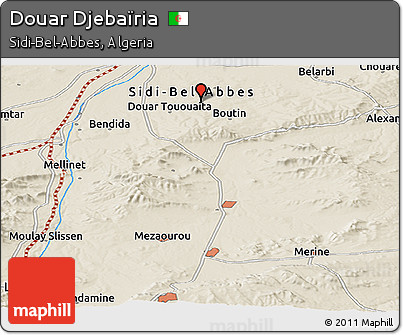 Shaded Relief Panoramic Map of Douar Djebaïria