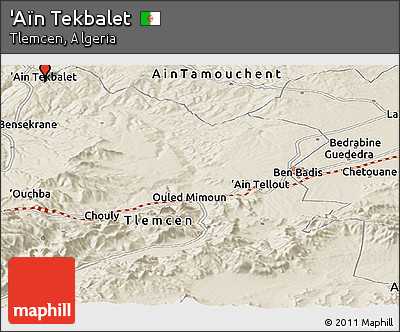 Shaded Relief Panoramic Map of 'Aïn Tekbalet