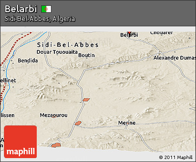 Shaded Relief Panoramic Map of Belarbi