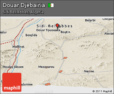 Shaded Relief Panoramic Map of Douar Djebaïria