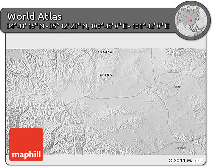 Physical 3D Map of the Area around 34° 56' 49" N, 101° 13' 29" E