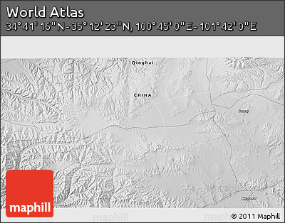 Physical 3D Map of the Area around 34° 56' 49" N, 101° 13' 29" E