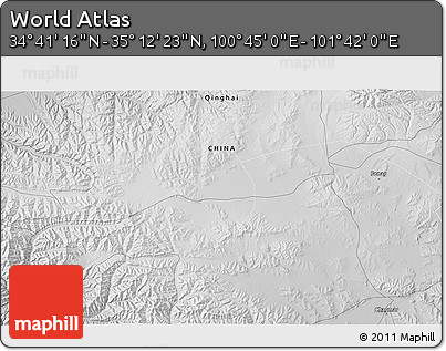 Physical 3D Map of the Area around 34° 56' 49" N, 101° 13' 29" E