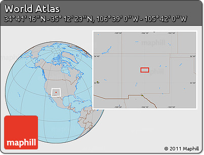 Gray Location Map of the Area around 34° 56' 49" N, 106° 10' 30" W
