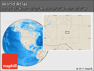 Shaded Relief Location Map of the Area around 34° 56' 49" N, 106° 10' 30" W