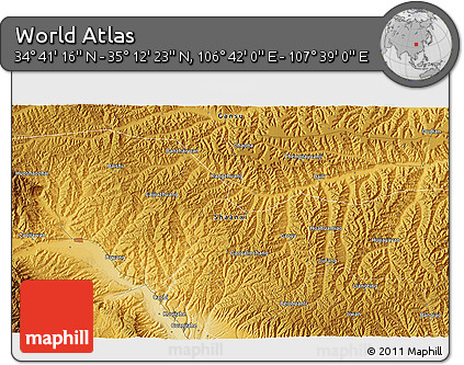 Physical 3D Map of the Area around 34° 56' 49" N, 107° 10' 30" E