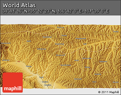Physical 3D Map of the Area around 34° 56' 49" N, 107° 10' 30" E