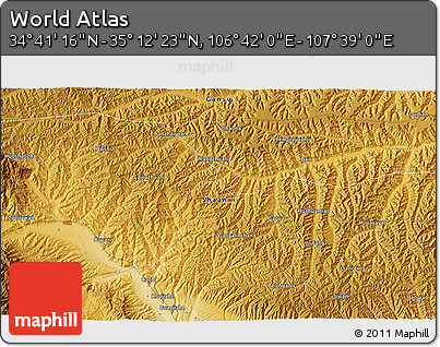 Physical 3D Map of the Area around 34° 56' 49" N, 107° 10' 30" E