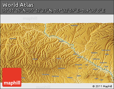 Physical 3D Map of the Area around 34° 56' 49" N, 108° 1' 30" E