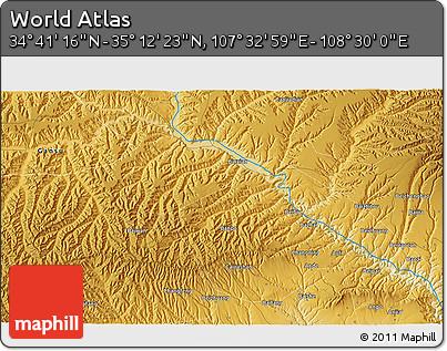 Physical 3D Map of the Area around 34° 56' 49" N, 108° 1' 30" E