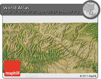 Satellite 3D Map of the Area around 34° 56' 49" N, 108° 1' 30" E