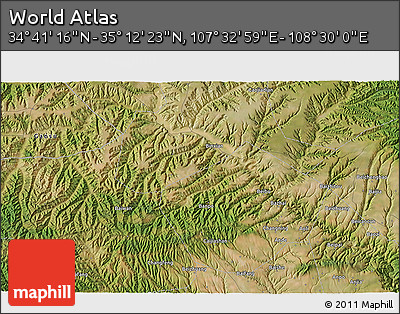 Satellite 3D Map of the Area around 34° 56' 49" N, 108° 1' 30" E
