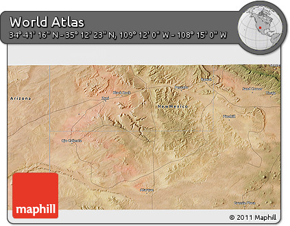 Satellite 3D Map of the Area around 34° 56' 49" N, 108° 43' 29" W
