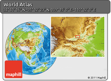 Physical Location Map of the Area around 34° 56' 49" N, 109° 43' 29" E