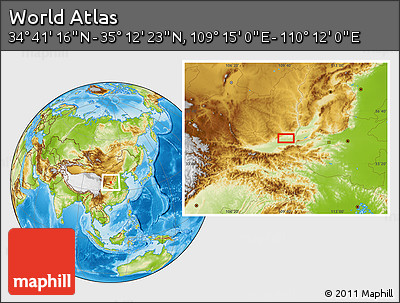 Physical Location Map of the Area around 34° 56' 49" N, 109° 43' 29" E