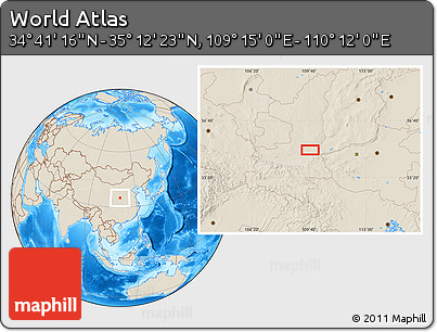 Shaded Relief Location Map of the Area around 34° 56' 49" N, 109° 43' 29" E