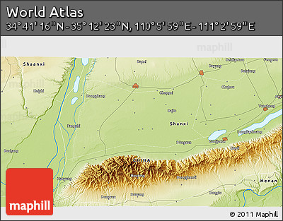 Physical 3D Map of the Area around 34° 56' 49" N, 110° 34' 29" E