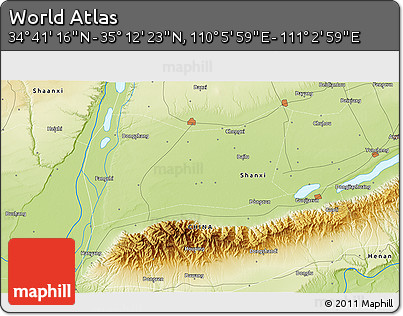 Physical 3D Map of the Area around 34° 56' 49" N, 110° 34' 29" E