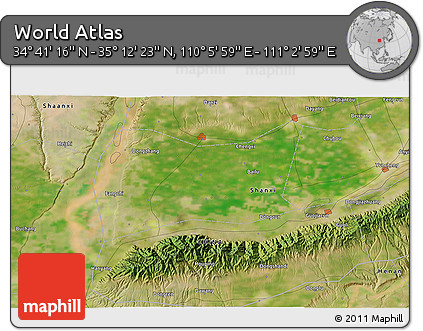 Satellite 3D Map of the Area around 34° 56' 49" N, 110° 34' 29" E