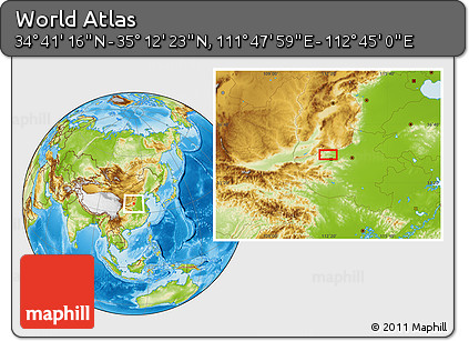 Physical Location Map of the Area around 34° 56' 49" N, 112° 16' 30" E