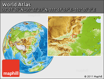 Physical Location Map of the Area around 34° 56' 49" N, 112° 16' 30" E