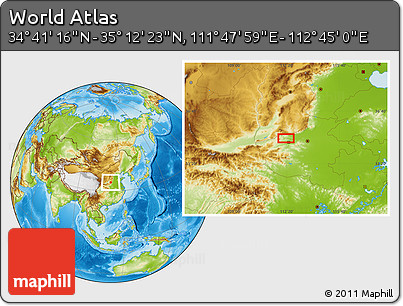 Physical Location Map of the Area around 34° 56' 49" N, 112° 16' 30" E
