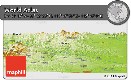 Physical Panoramic Map of the Area around 34° 56' 49" N, 112° 16' 30" E
